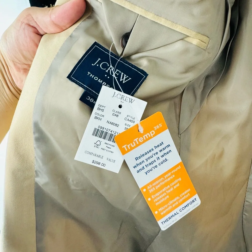 NWT J.Crew Slim-fit Thompson TruTemp365® blazer in British Khaki 38R - Picture 8 of 9